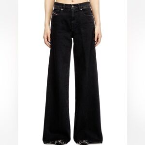 Diesel Black Wide-Leg High-Rise Jeans